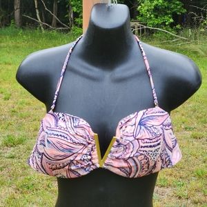 Victoria's Secret Multicolored Bikini Top With V Accent Swimsuit M